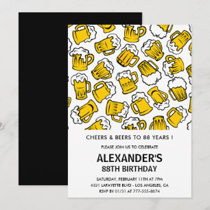 Men Adult Cheers and Beers 88th birthday Invitation