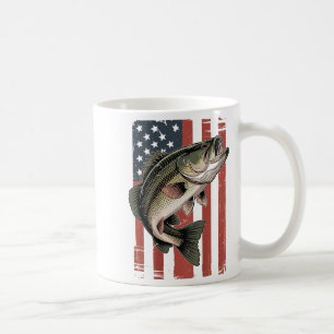 Men American Flag Fishing Patriotic Largemouth B F Coffee Mug