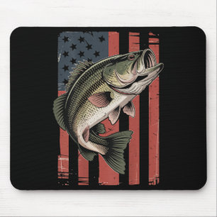 Men American Flag Fishing Patriotic Largemouth B F Mouse Pad