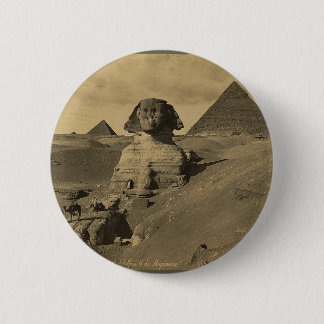 Men and Camels on the Paw of the Sphinx, Pyramids 6 Cm Round Badge