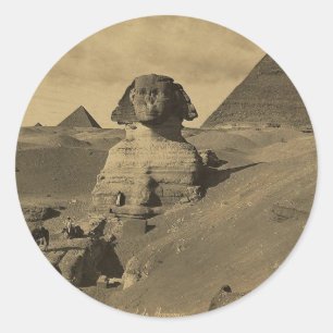 Men and Camels on the Paw of the Sphinx, Pyramids Classic Round Sticker