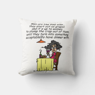 Men and FIne Wine Humour Cushion