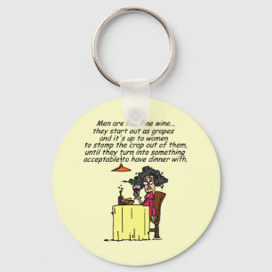Men and FIne Wine Humour Key Ring