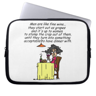 Men and FIne Wine Humour Laptop Sleeve