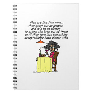 Men and FIne Wine Humour Notebook