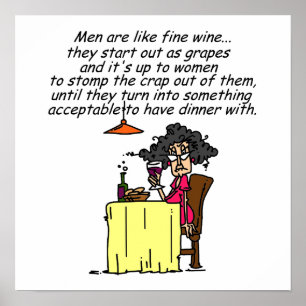 Men and FIne Wine Humour Poster