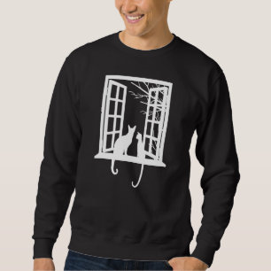 Men And Women Cats Looking Throw Window Sweatshirt