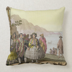 Men and women in elaborate costume, Chile, from 'L Cushion