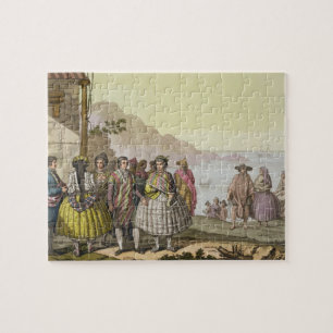Men and women in elaborate costume, Chile, from 'L Jigsaw Puzzle