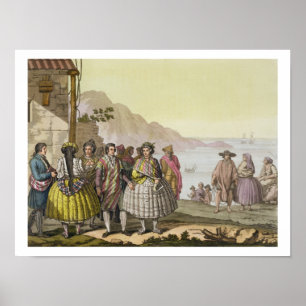 Men and women in elaborate costume, Chile, from 'L Poster