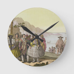 Men and women in elaborate costume, Chile, from 'L Round Clock