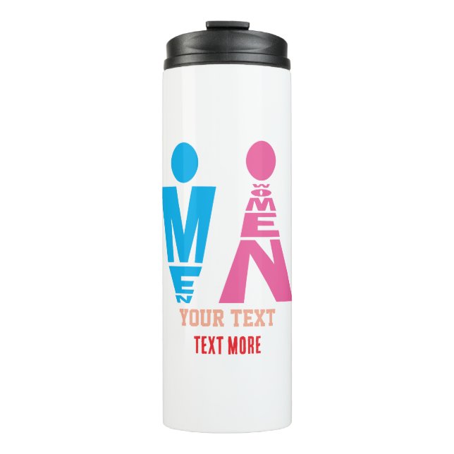 Men and Women Typography Icon Design Thermal Tumbler (Front)