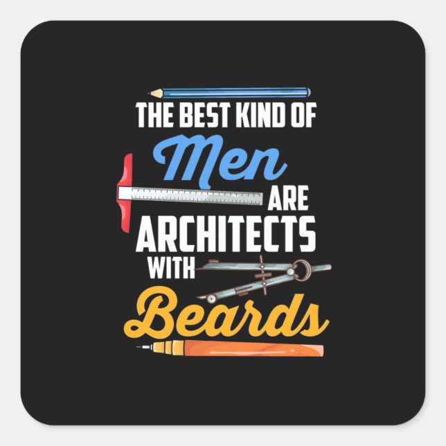 Men Architects With Beards Square Sticker (Front)