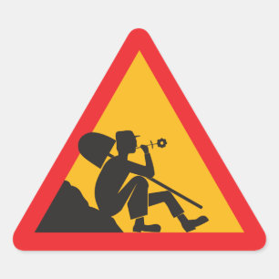 Men at Work Funny Joke Warning Sign Triangle Sticker