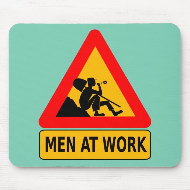 Men at work traffic sign mouse pad (Front)
