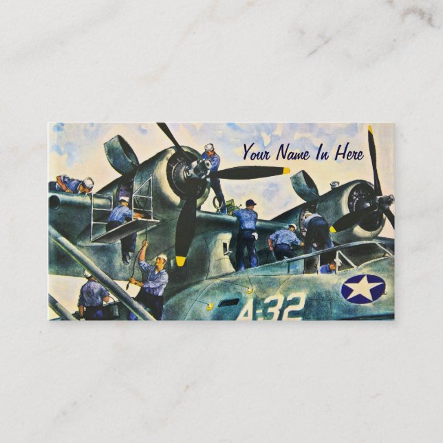 Men At Work Vintage Business Card (Front)