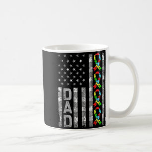 Men Autism Awareness Dad USA Flag Fathers Day Coffee Mug