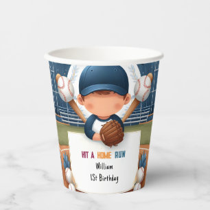 Men Ball Wood Game Team Baseball 1st Birthday Paper Cups