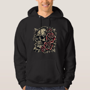 Men Basic Hooded Sweat shirt - Skull and Roses