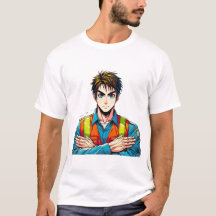 men Basic T-shirt with manga security expert