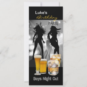 Men Birthday Party Beer Boys Night Out Long 2 Invitation