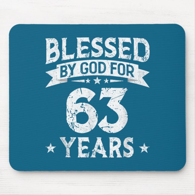 Men Blessed God 63 Old 63th Mouse Pad (Front)
