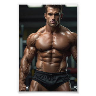 Men Bodybuilder Gym fitness workout Photo Print