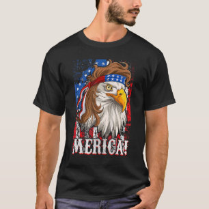 Men Boy Eagle Mullet Merica , 4th Of July American T-Shirt