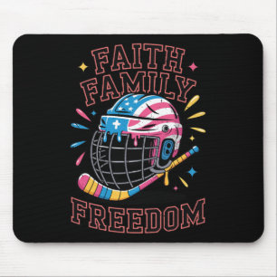 Men Boy Faith Family Freedom Ice Cream Drip Hockey Mouse Pad