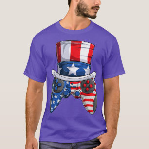 Men Boy Fourth Of July s, American Flag Video Game T-Shirt