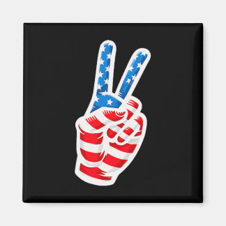 Men Boys American Flag Peace Sign Hand 4th Of July Magnet