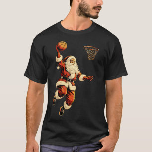 Men Boys Kids Santa Playing Basketball Christmas T-Shirt