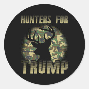 Men Camo Deer Hunters For Trump Hunt Bow Arrow Rep Classic Round Sticker