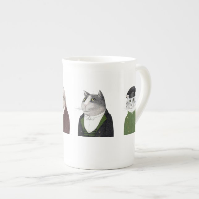 MEN CATS Bone China Mug (Front Right)