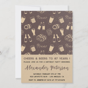 Men Cheers & Beer Rustic 87th birthday Invitation