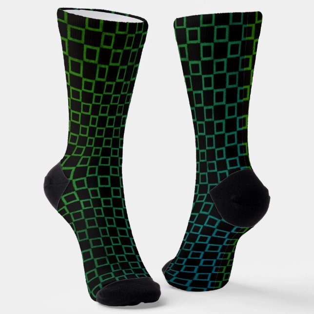 Men crew socks,  Black Green classic design Socks (Angled)