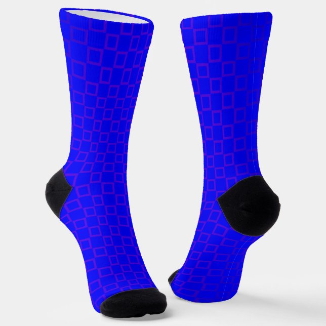 Men crew socks, Blue purple classic design Socks (Angled)