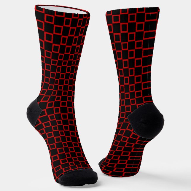 Men crew socks with black red classic design (Angled)