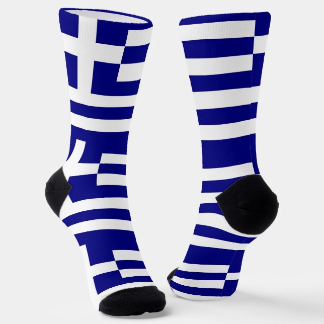 Men crew socks with flag of Greece (Angled)