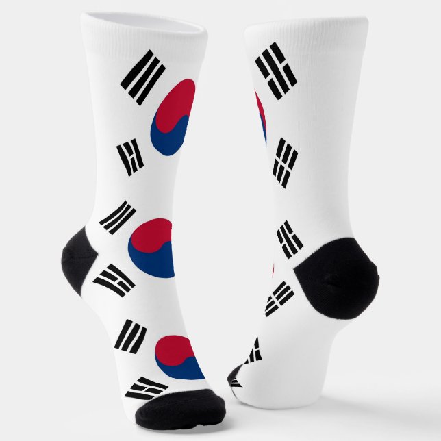 Men crew socks with flag of South Korea (Angled)