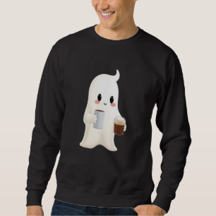 Men Cute Coffee Ghost Graphic Sweatshirt