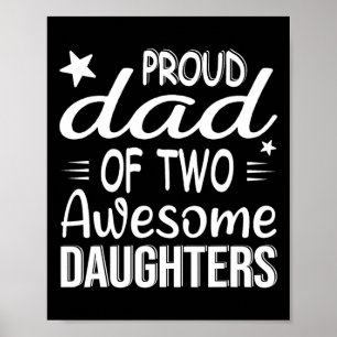 Men Dad Of 2 Girls Two Daughters Father&#; s Day Poster