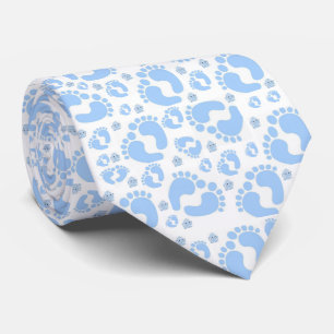 Men Designer Baby Feet Boy Blue Elephants Tie