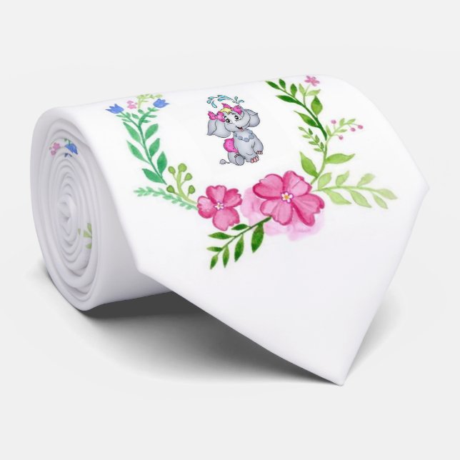 Men Designer Floral Elephant Tie (Rolled)