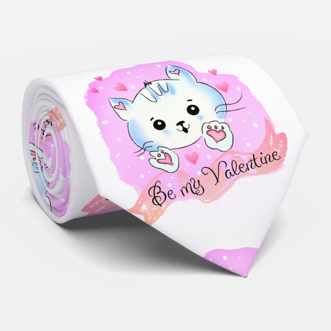 Men Designer Ties Be My Valentine Hearts (Rolled)