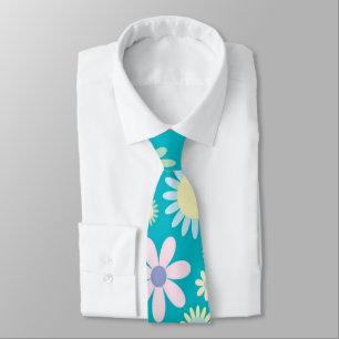 Men Designer Ties Floral Blue