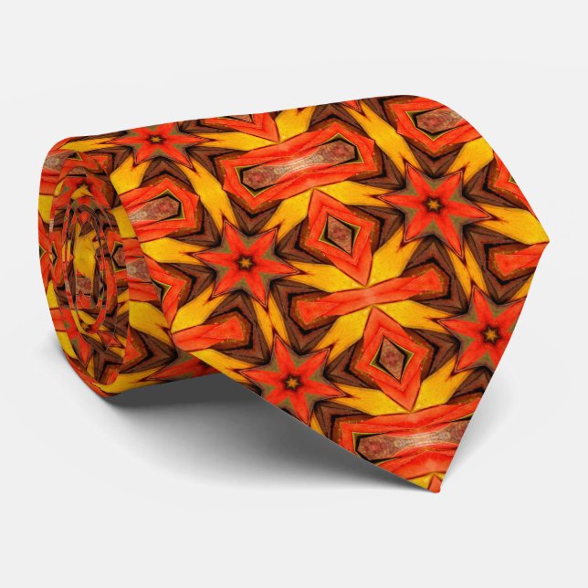 Men Designer Ties Orange Yellow Brown (Rolled)