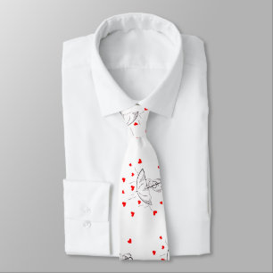Men Designer Ties Umbrella Red Hearts