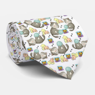 Men Designer Ties Whimsical Cats