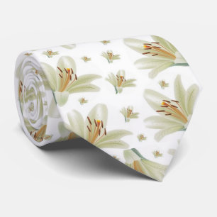 Men Designer Ties White Tulips